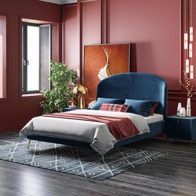 China Knock down Mornadi velvet fabric home furniture factory direct sale bedroom furniture modern double bed for sale