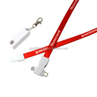 China camera lanyard 3 in 1 usb cable for mobile phone abs data braided sync fast charging usb to usb c 3a cable for sale