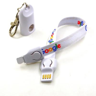 China Camera OEM ODM Logo Print Usb Charging Cable 2 In 1 Type C Micro Usb Cable Lanyard Portable for sale