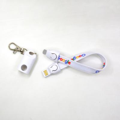 China Camera 8 Pin Micro USB Logo Print 2 in 1 Type Lanyard Cable Mobile Phone USB Data Fast Charging Cable Type c for sale