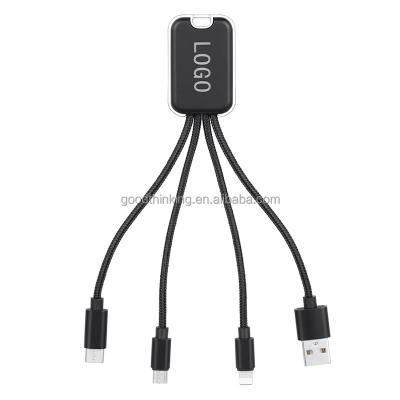 China Camera LOGO LED Light 3 in 1 USB Cable Braided Fast Charging 80CM Data Transfer to Connect USB Cable with Led Strip for sale