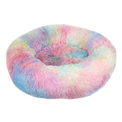 China New Arrival Waterproof Plush Round Dog Bed Waterproof Pet Bed Comfortable Soft Cat Bed Removable Pet Cushion Washable for sale