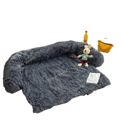 China Breathable Long Dog Sofa Bed Cat Bed Mats Dogs Kennel Plush Pet With Waterproof Soft Pillow Sleep Bed Cover For Pet for sale