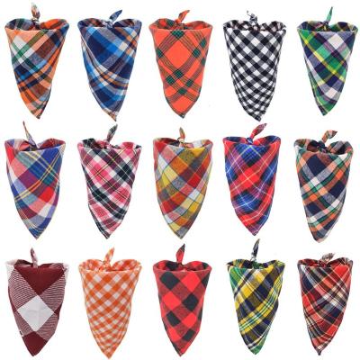 China Viable Washable Pet Bandanas Adjustable Plaid Triangle Pet Dog Scarf Adjustable Custom Bandana for sale