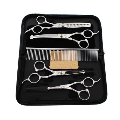 China Wholesale Good Quality Viable Heavy Duty Stainless Steel Safety Round Tip 5 In 1 Set Cat Dog Grooming Scissors Shears For Full Body for sale