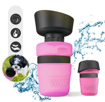 China Amazon 18oz/520ml Automatic Animal Feeding Drink Cup Bowl Pet Water Dispenser Dog Water Bottle Portable Travel Bottle With Bowl for sale