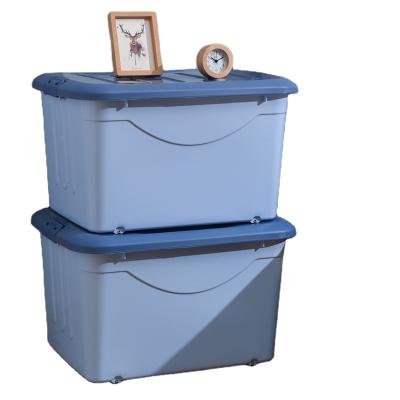 China Minimalist plastic storage bin Tote Organizing Container with the durable lid and secure locking buckles for sale