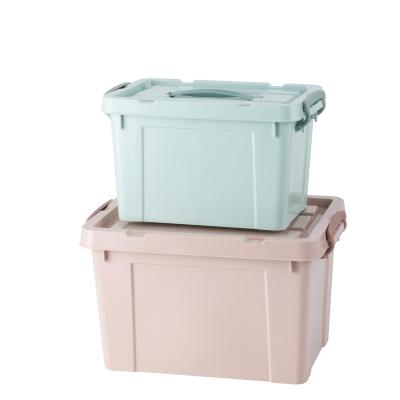 China Sustainable storage bin, plastic latch box, container with undamaged green handle and latches, for sale