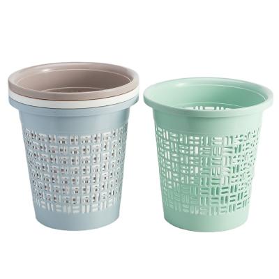 China Indoor Round Bathroom Waste Paper Basket Household Living Room Plastic Trash Bin Kitchen Viable Without Lid for sale