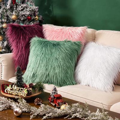 China PORTABLE Faux Fur Pillow Covers Cushion Case Luxury Plush Checkerboard Series Mongolian Style for sale