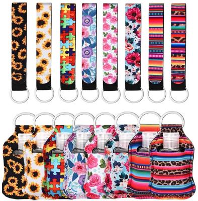 China 3 Travel Bottle Key Chain Holders Set Neoprene Key Chain Hand Sanitizer Holder Key Chain for sale