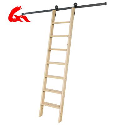 China Insulation Ladders Stainless Steel Round Tube Sliding Ladder Hardware Library Ladder Track DIY White Oak Ladder for sale