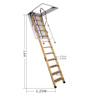 China Folding Ladders Loft Solid Wood Attic Retractable Ladders for sale