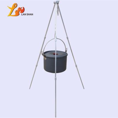 China Durable Portable Stainless Steel Outdoor Camping Campfire Campfire Pot Hanger Bracket Cooking Bracket OEM for sale