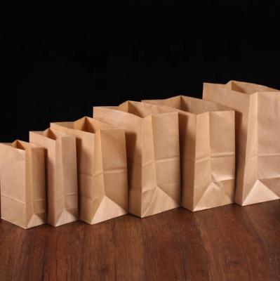 China Recyclable Stock Thick Paper Tote Bag Flat Bottom Bread Bag Takeout Bakery Paper Bags for sale