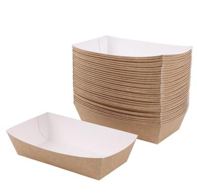 China 100 PK Disposable Kraft Paper Tray For Food Fast Food Snack Take Out Box for sale