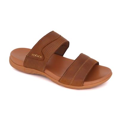 China Cushioning Wholesale Genuine Leather Slippers Multiple Designs Men Beach Shoes for sale