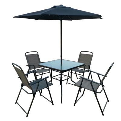 China Modern Folding Chairs And Outdoor Table Garden Bistro Furniture Set With Umbrella for sale