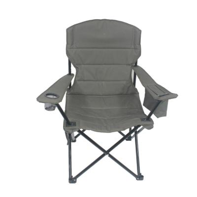 China Luxury Padded Garden Beach Chair Folding Garden Chair Portable Camping Armchair With Cup Holder for sale