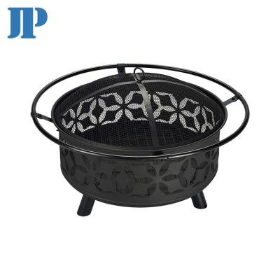 China Fire Pits Wood Patio Garden Backyard Firepit Furniture Outdoor Fire Pit Burning With Cooking BBQ Grill Grate, Mesh Lid And Bowk for sale