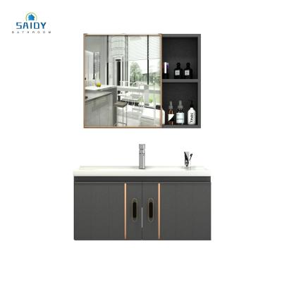 China Hotsale Environmental Friendly European Style Wall Rack Design Slate Countertops Vanity Bathroom Cabinet for sale