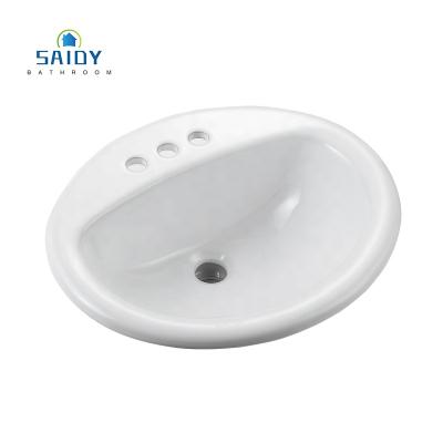 China 2017 Eco-friendly Sanitaryware Popular Drop-In Ceramic Hand Wash Bathroom Sink for sale