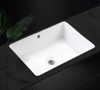 China Modern Rectangular Ceramic Vanity Wash Basin Bathroom Undermount Sink for sale