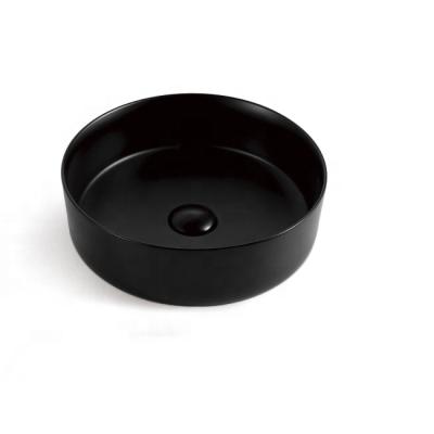 China Easy Clean Slim Wash Basin Round Over Counter Basin Black Color Lavabo Bathroom Sink Color Basin for sale