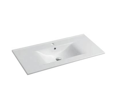 China New Design Long Narrow Ceramic Basin Bathroom Vanity Double Wash Basin Sink Eco - Friendly for sale