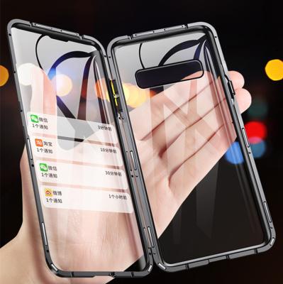 China Anti-scratch Metal Adsorption Glass Magnetic Case For Galaxy Note 10 Plus Cover Phone Case Magnet Coque for sale