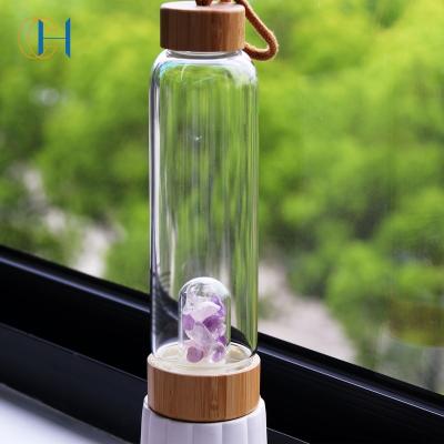 China Viable Popular Gemstone Infused Crystal Water Bottle Natural Crystal Healing Water Bottle for sale