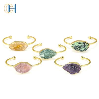 China Quartz CLASSIC Raw Gemstone Jewelry Natural Healing Crystal Bracelet With Metal for sale