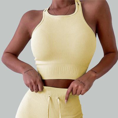 China Women's Double Straps Seamless QUICK DRY QUICK DRY Tank Top Sports Casual Summer Yoga Fitness Female Cropped Tank Full Customized Supplied for sale