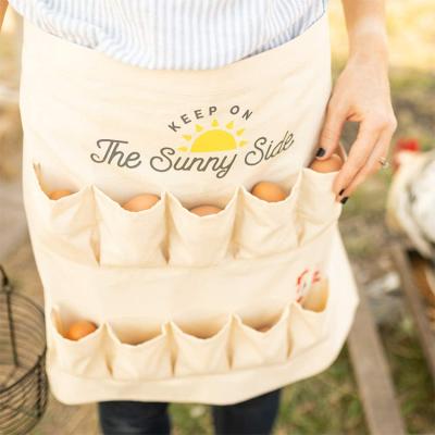 China Custom 10 Pockets 3D Soft Kitchen Bust Slik Screen Printing Waist Collection Egg Apron for sale