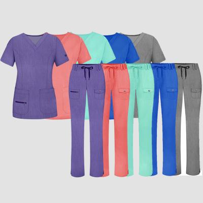 China Hospital Custom Scrub Medical Suits Uniforms Spandex Stretch Breathable Women Sets Jogger Nursing Scrub Uniforms for sale