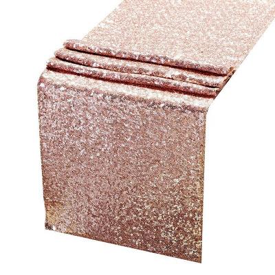 China Amazon Waterproof Hot Sale Rentals 3mm Glitter Rose Gold Sequin Table Cloth Runner Canvas Wedding Favors For Birthday Event Decoration for sale