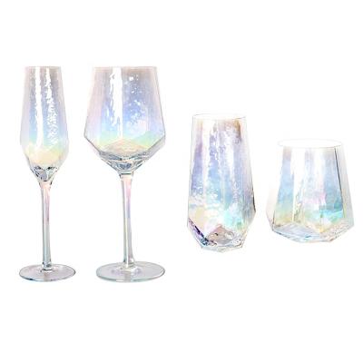 China Fancy Colorful Crystal Wine Glass and Champagne Flutes Tumbler Water Cup for Milk Iced Tea Beverage Beer Colorful Tumbler 2021 New for sale