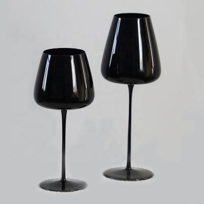 China New Classic/Postmodern Black Crystal Glass Red Wine Glass for Burgundy Bordeaux for Wedding Party Table Use for sale