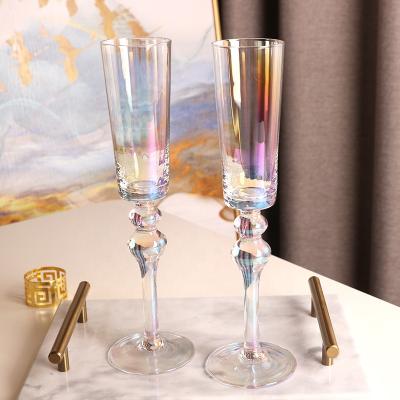 China New Classic/Postmodern Wedding Crystal Beaded Red Wine Glasses Champagne Flute Glass Set Rim Good Design European Style Golden Pumpkin Pattern for sale