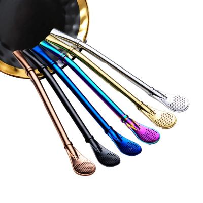 China Home Filter Straw Spoon Tea Drinking Straws Kitchen Accessory Stainless Steel Coffee Viable New Design for Cafe Shop for sale