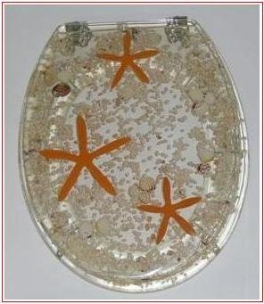 China polyresin toilet seat cover,sea star shell  transparent poly-resin toilet seat, for sale