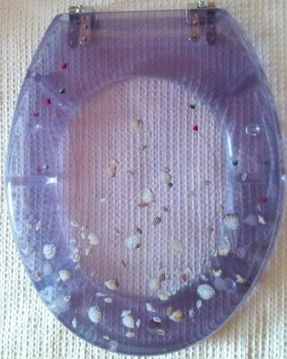 China poly-resin toilet seat cover,sea star shell design transparent poly-resin toilet seat, for sale