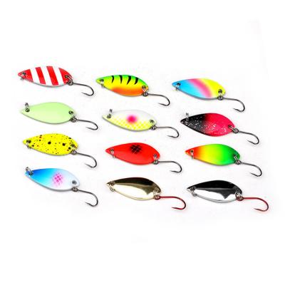 China Wholesale 12 Colors Metal 3cm 2.5g 3.5g 5g Bass Groundbaits Fishing Spoon Fishing Collected Spoons Fishing Spoon Maker Bionic Loach Lure for sale