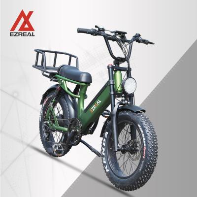 China 2021 EZREAL aluminum alloy new design vintage 48v 750 watt 20 inch fat tire electric bike e-bike ebike for sale