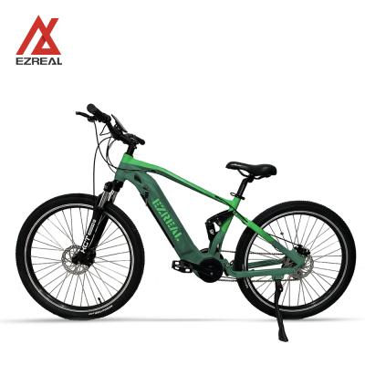 China EZREAL aluminum alloy popular full suspension electric bicycle mountain bike mtb with Bafang M600 500W mid motor for sale