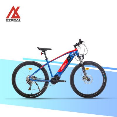 China EZREAL aluminum alloy Eu popular warehouse mountain ebike mtb electric bicycle with Bafang 48V 250W mid drive for sale