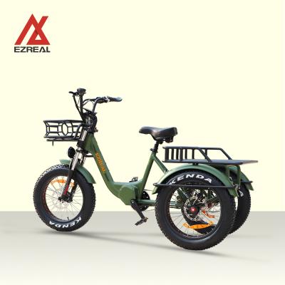 China EZREAL Cargo Tricycles 3 Wheel High Quality Electric Cargo Bike Electric Bicycle with 48V 500W BAFANG M600 Mid Drive Motor for sale