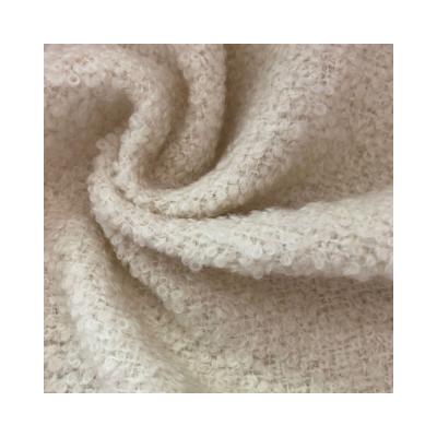 China New Design Sustainable Wool Fancy Yarn Hoop Tweed Woolen Fabric For Winter Coat for sale