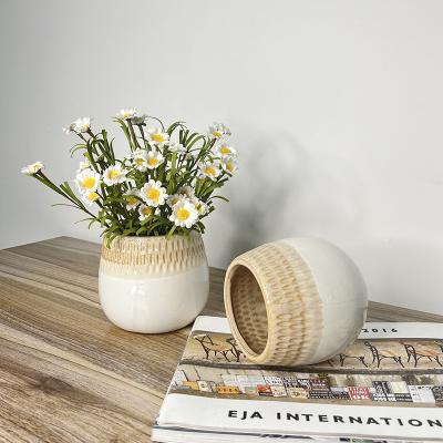 China Art Deco New Product Style Simple Ceramic Vases Decorative Flower Garlands and Plants Round Shape Floor Vase Flower Pots and Planters for sale