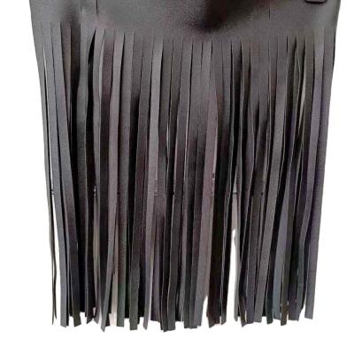 China Decorative China Manufacturers Professional Deep Design PU Leather Tassel Suedette Laser Leather Cut Deep Fringed for sale